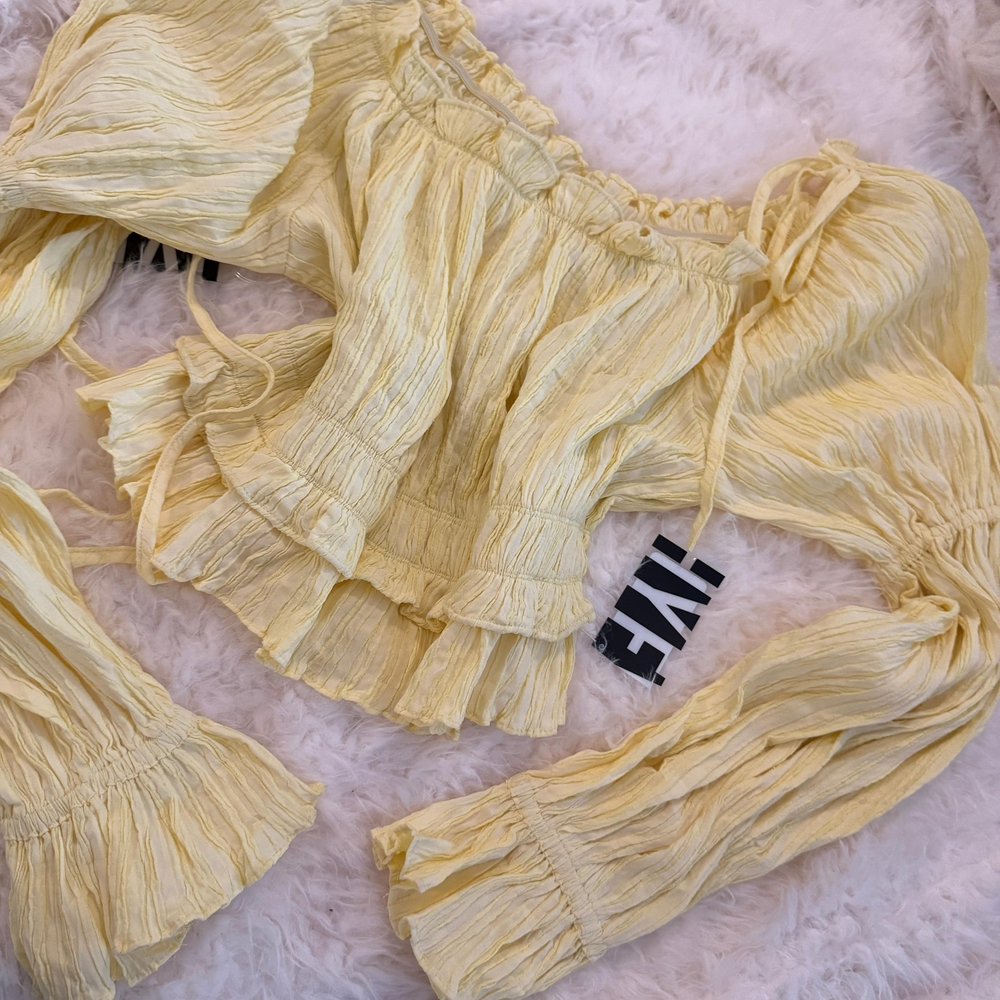 Yellow Off-Shoulder Ruffle Top